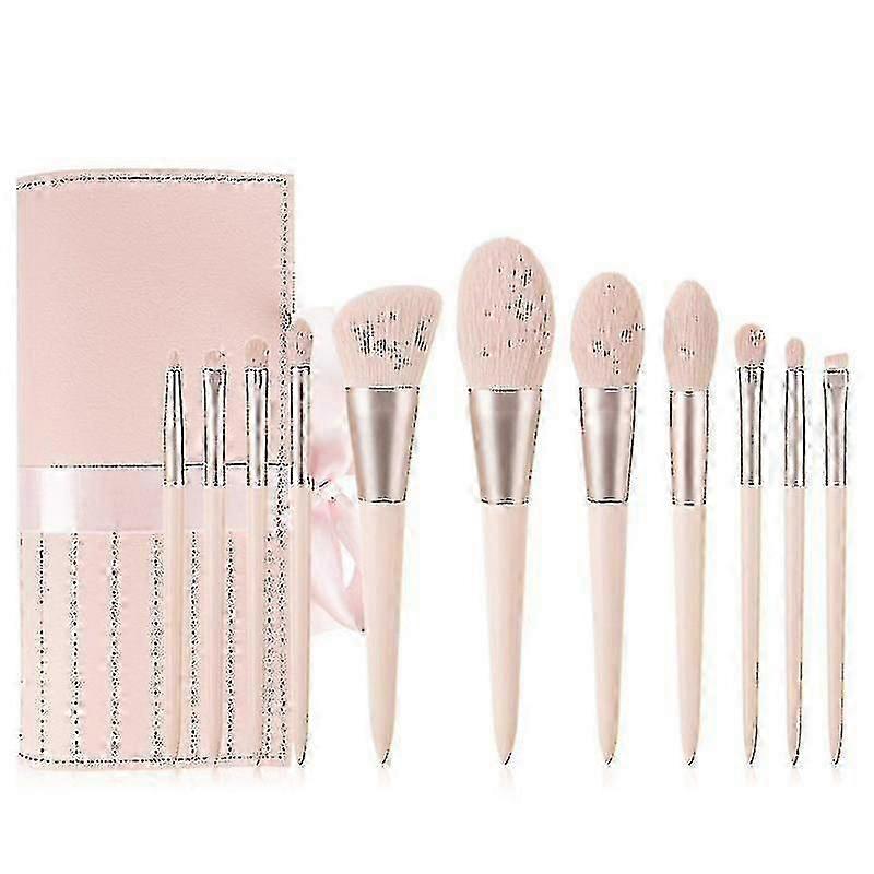 11-piece Pink Makeup Brush Barreled Set