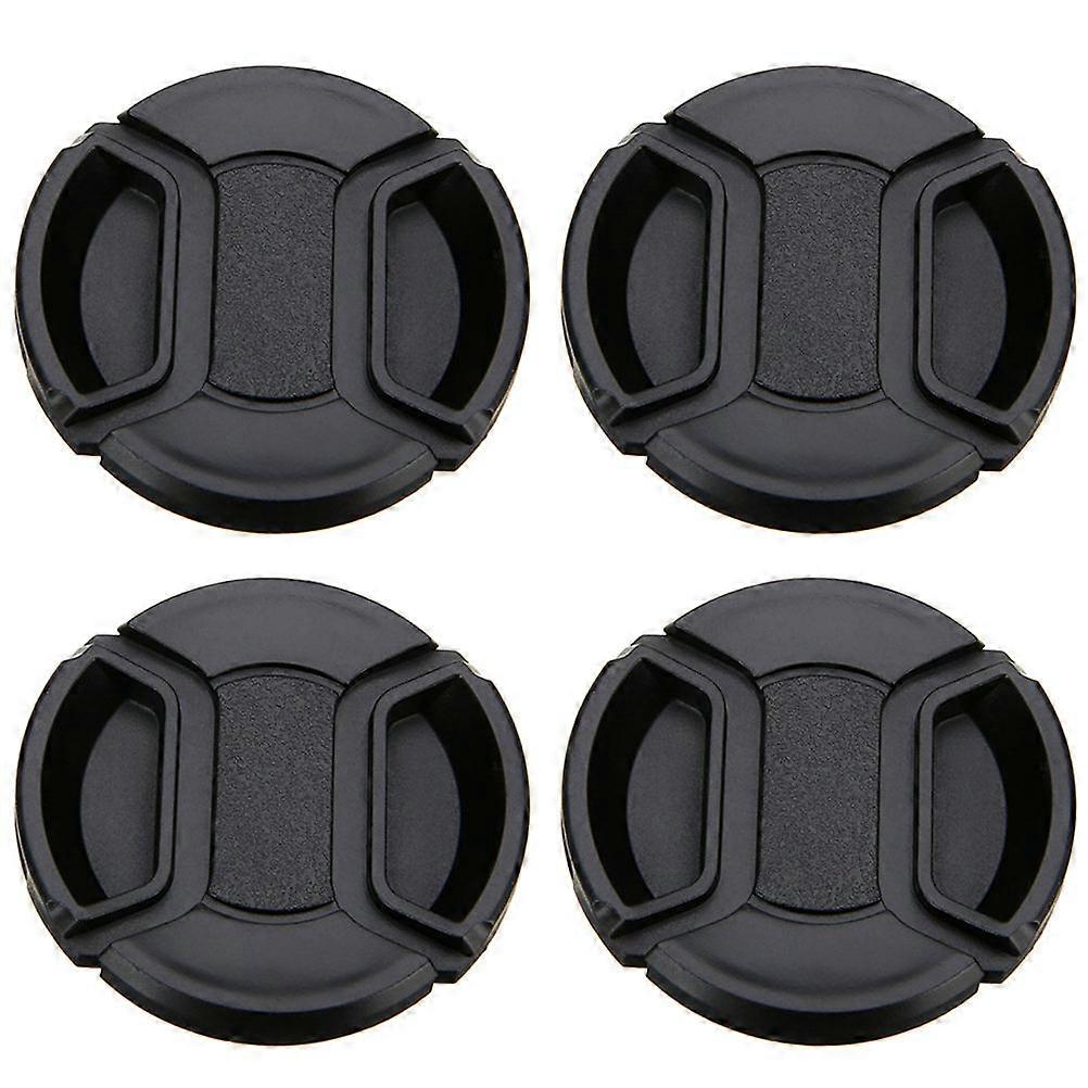 Camera Lens Protective Cap 55mm Black Circular Shape for Photographers 4Pcs