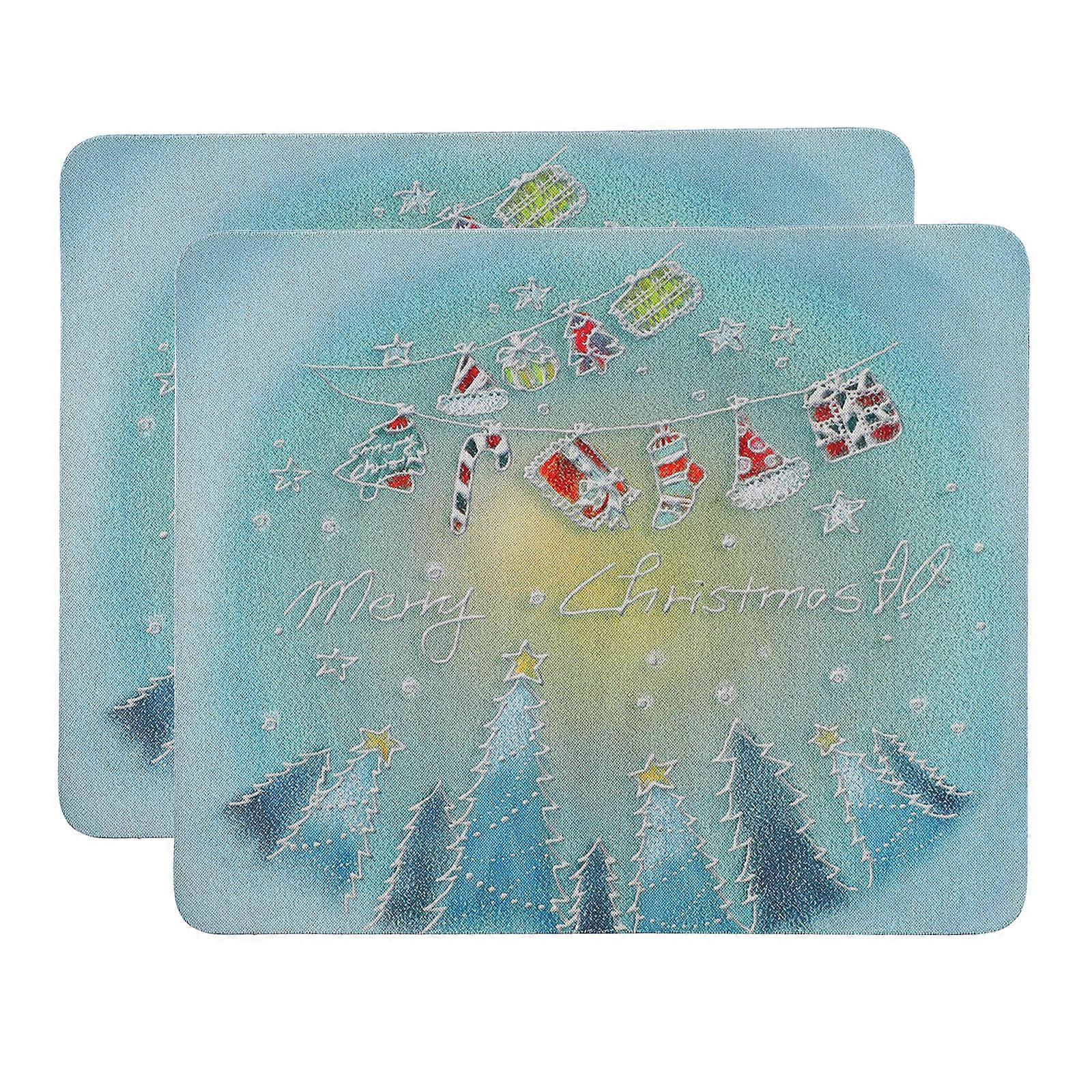 Small Mouse Pad Xmas Fashion Mouse Mats Workers Use Sky-Blue Rectangle 2Pack