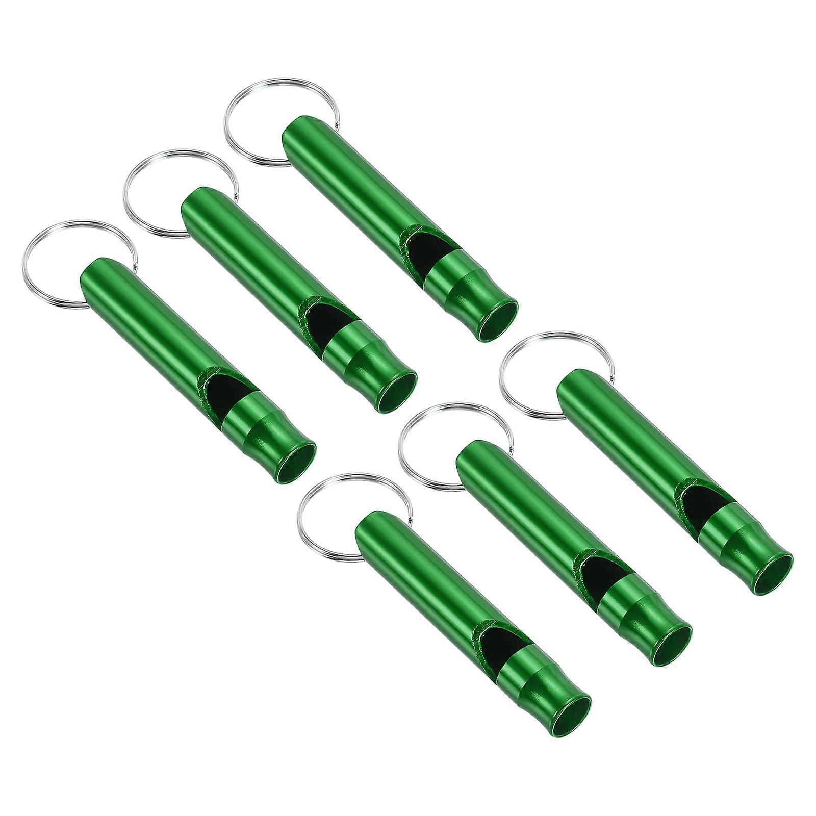 Emergency Whistle Pack of 6, Loud Aluminium Keyring Whistles for Outdoor Safety, Survival, Boating, Camping, Hiking, Green