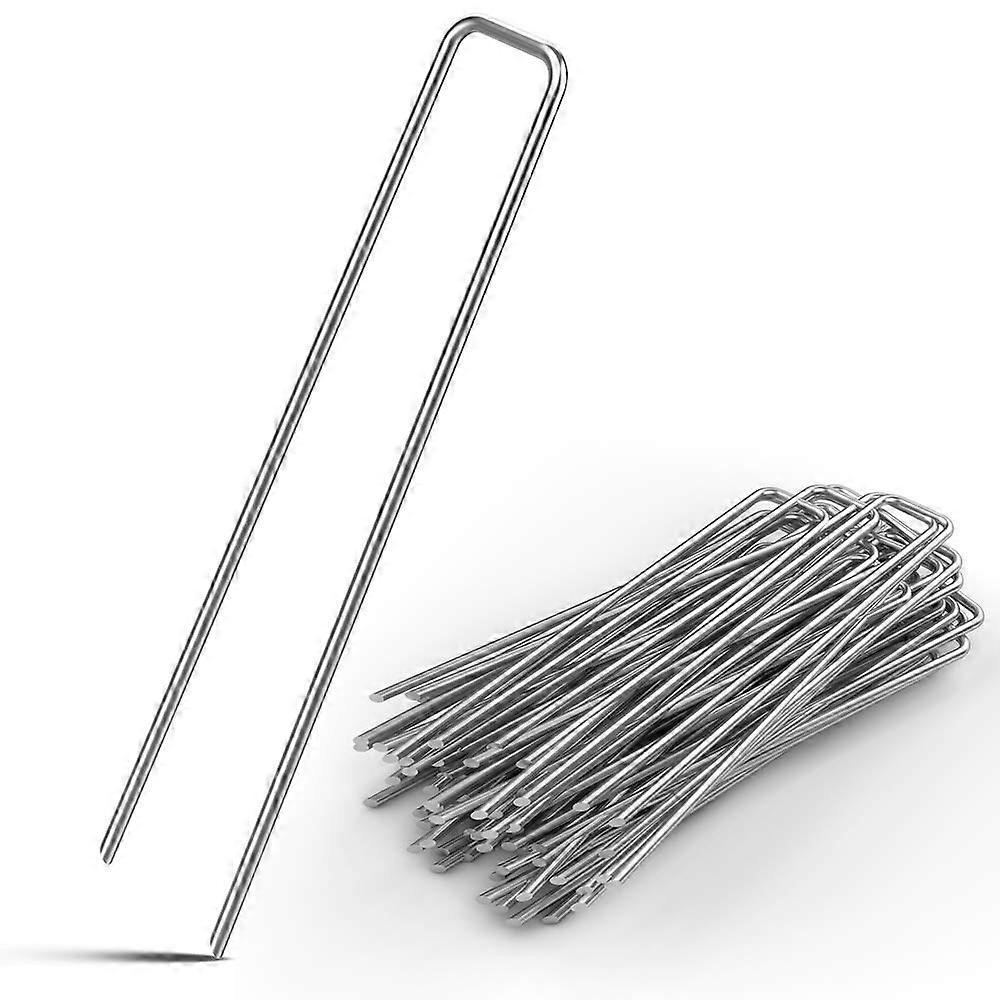 100 x Galvanised Steel Ground Anchors 150mm x 25mm for Weed Control Fabric Garden Tent Pegs and Artificial Grass