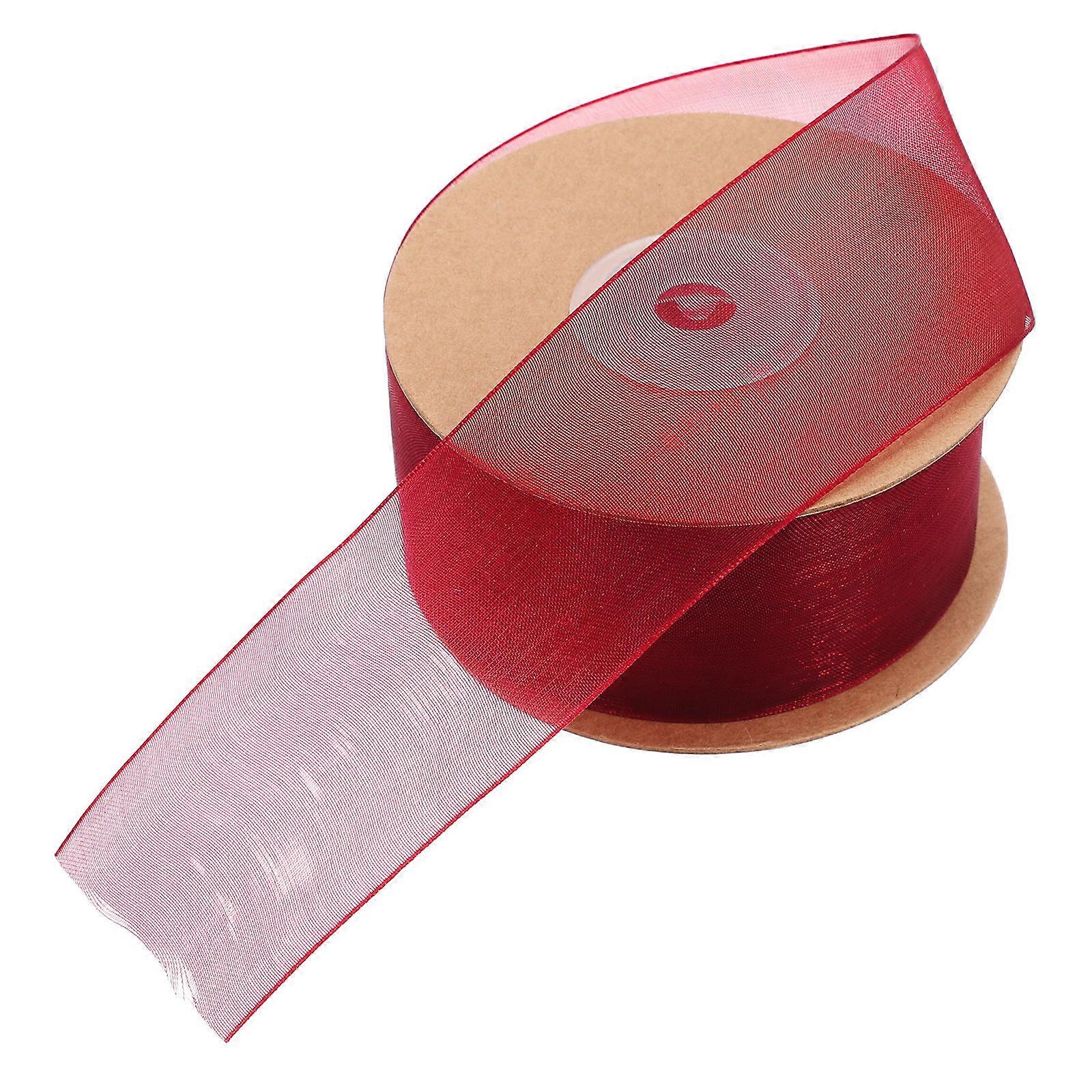 Sheer Organza Ribbon For Diy Craft And Wrapping For Bow Making Chiffon Ribbons For Birthdays Wine Red 20m X 38mm 1 Roll