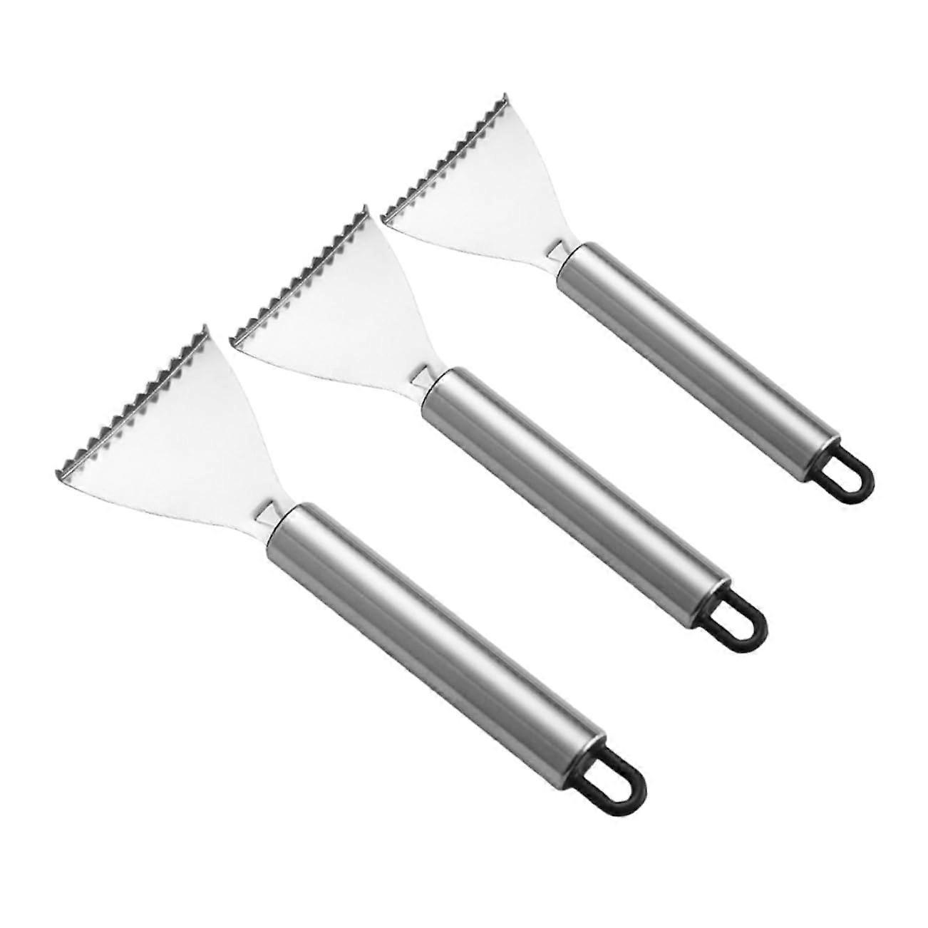 Stainless Steel Fish Scaler Set of 3 - Durable Fish Skin Remover and Bone Scraper for Kitchen Use, Rust-Free Silver Finish