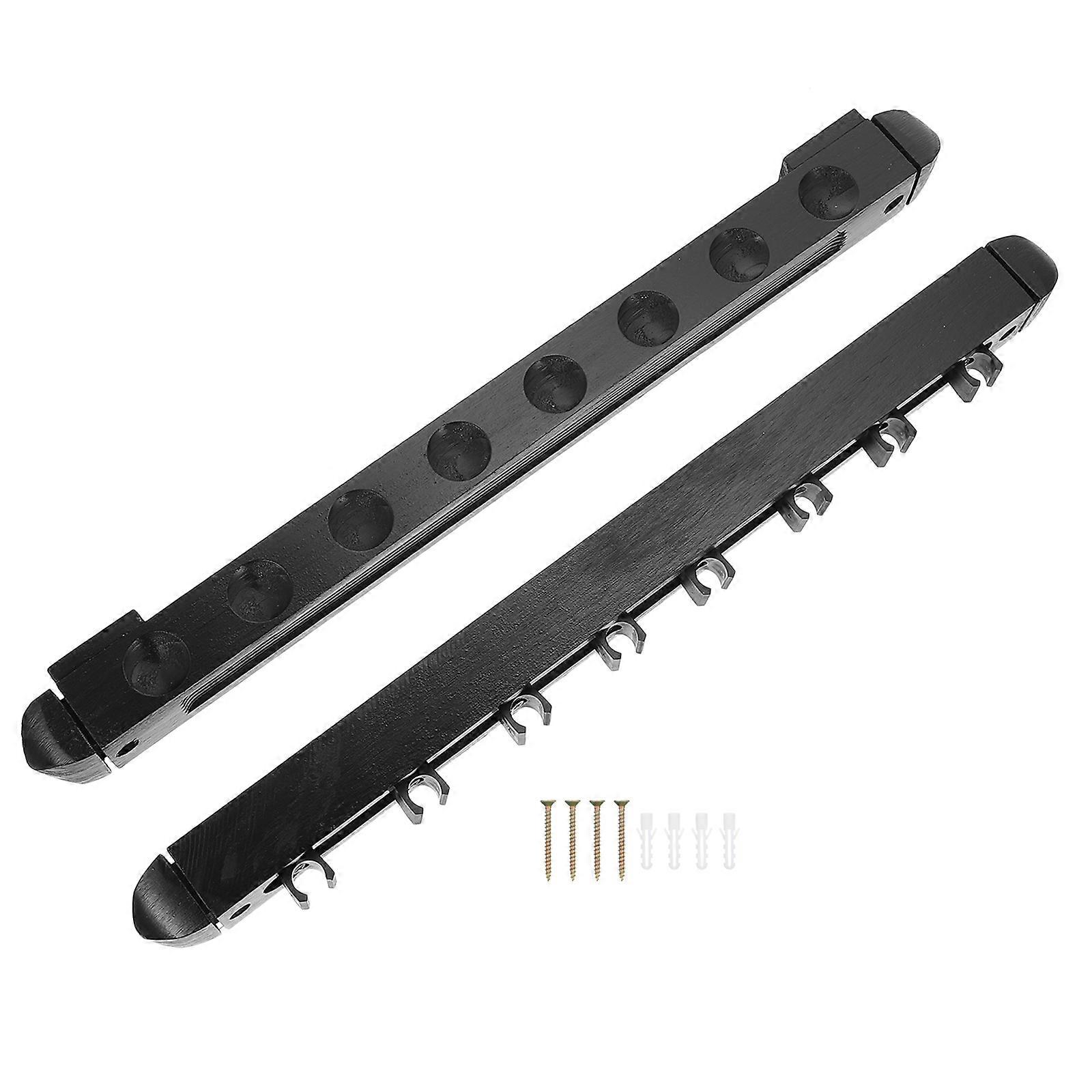 Cue Rack Holder Wall Billiard Rod Rack Storage Multi-Hole Black Wood 1Set