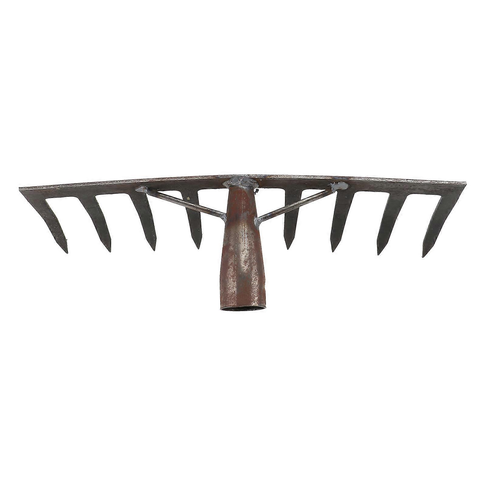 Gardening Rake for Plowing Soil and Gathering Leaves with Sturdy Steel Teeth Dark Grey 1 Pc