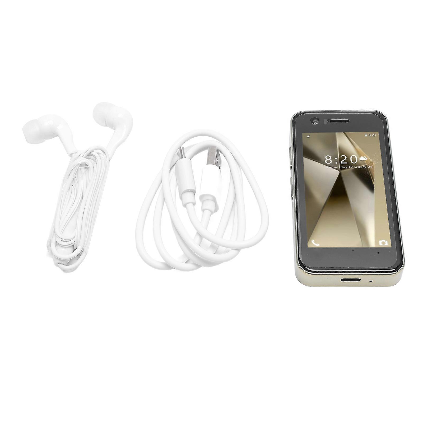 Compact Gold Smartphone, 3.5" Screen, 4GB+64GB, Dual SIM, Face Unlock, Android 10