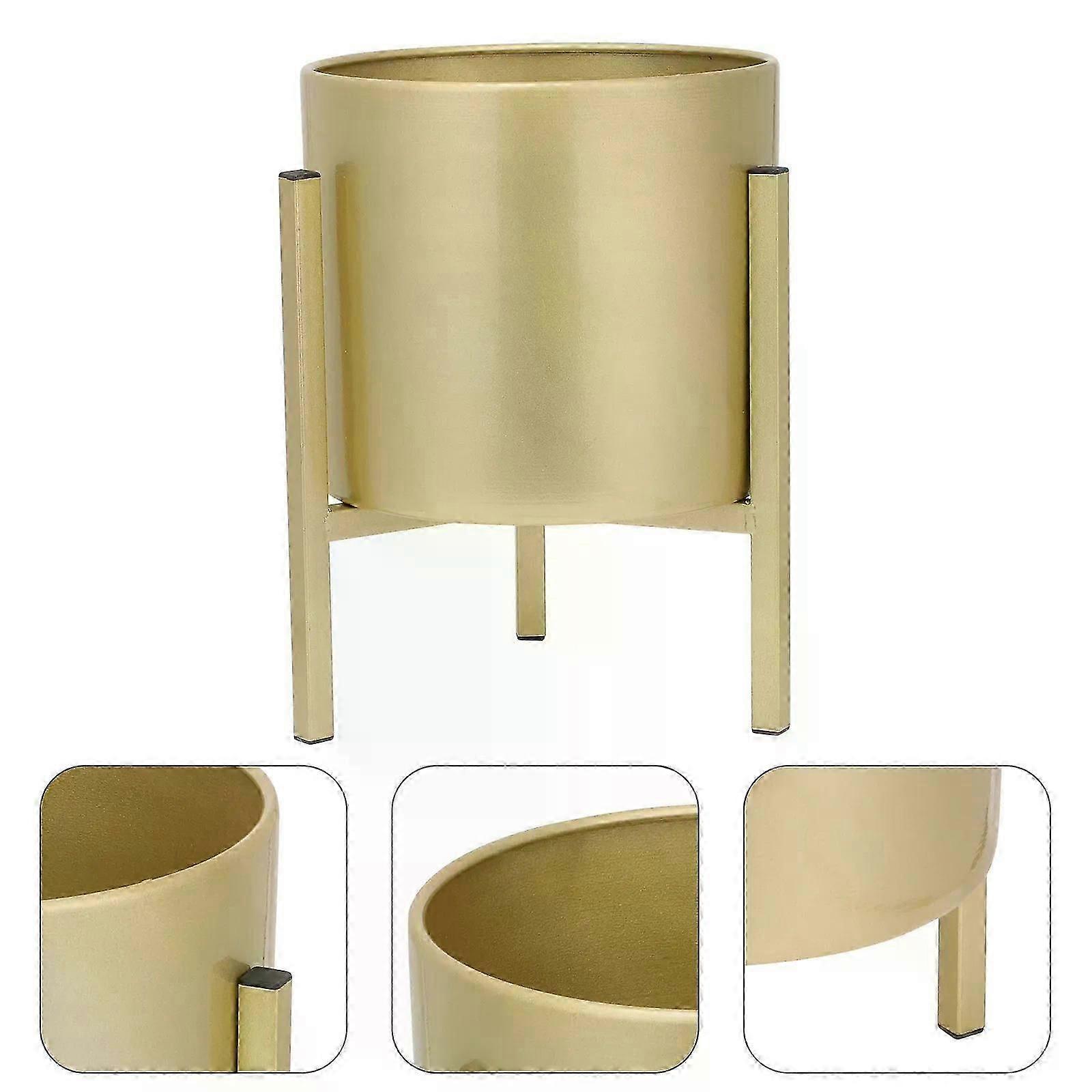 Plants Flower Container Desktop Pot with Rack Flowerpot Nordic Style Gold Stand Planting Basin Tabletop Decorative