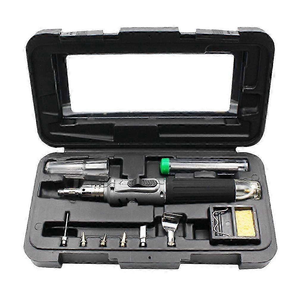 Self-igniting Mutifunctional 10-in-1 Cordless Gas Soldering Iron Kit Welding Torch Kit Tool (Gray)
