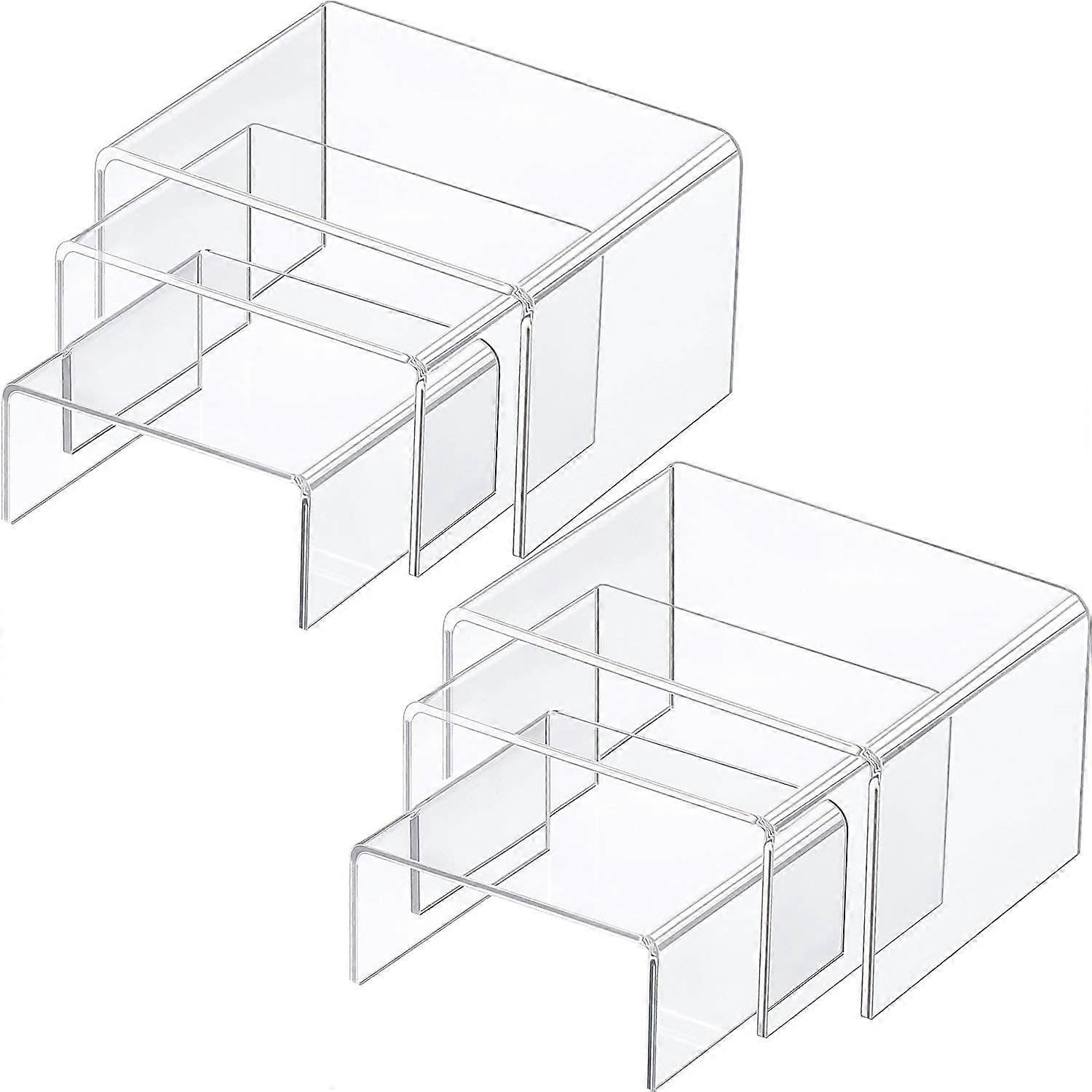 Clear Acrylic Display Risers for Jewelry, 3 Sizes Riser Shelves Showcase, Durable Lightweight Design, Perfect for Retail Display
