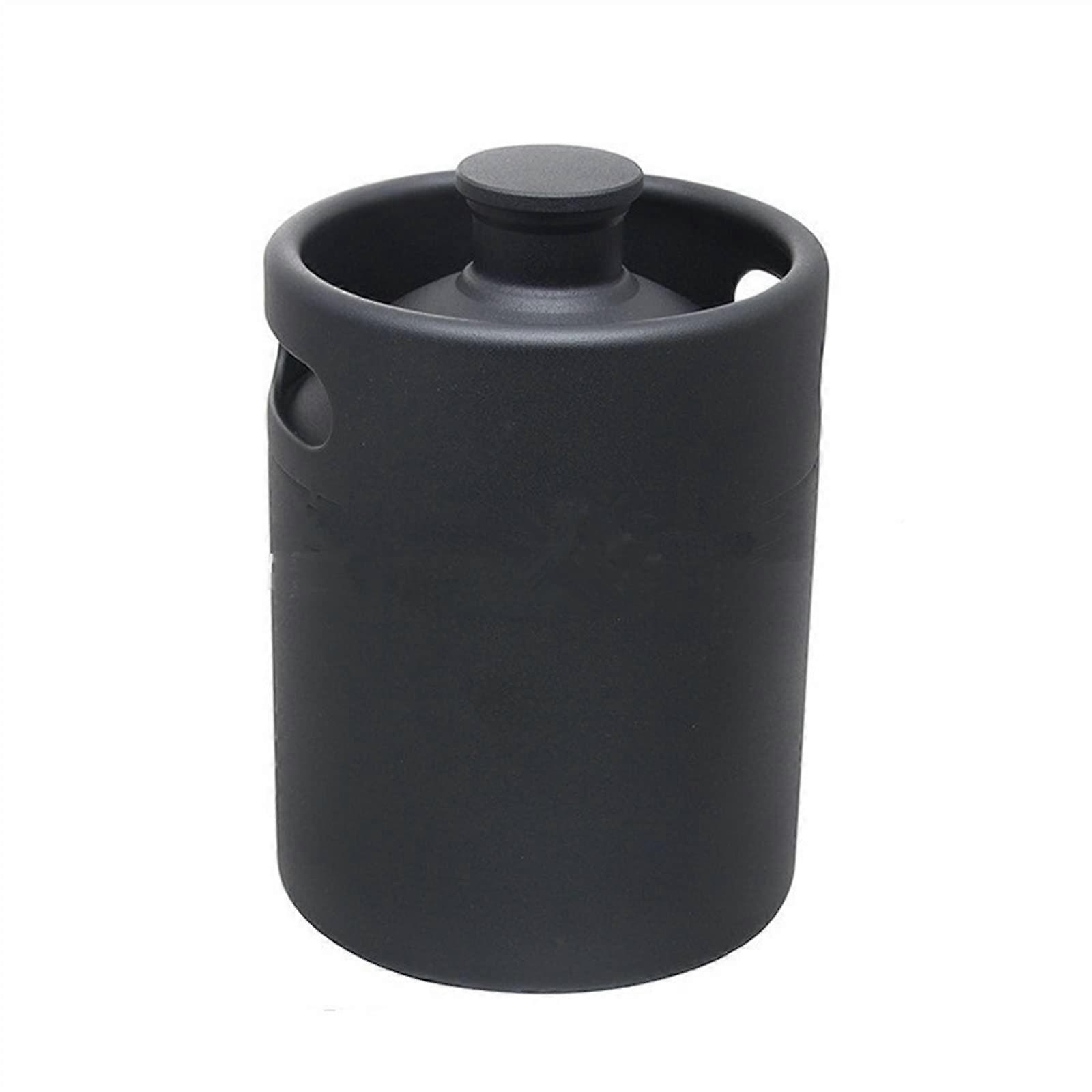 Home Brewing System Mini Barrel Beer Growler 2L Black Portable Beer Bottle for Home Beer Making and Wine Bar Accessories