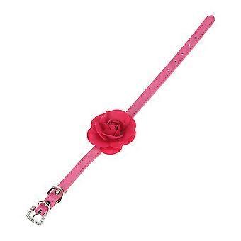 Fashion Lovely PU Leather Rose Flower Pet Dog Collar Puppy Cat Necklace Decor Rose Red