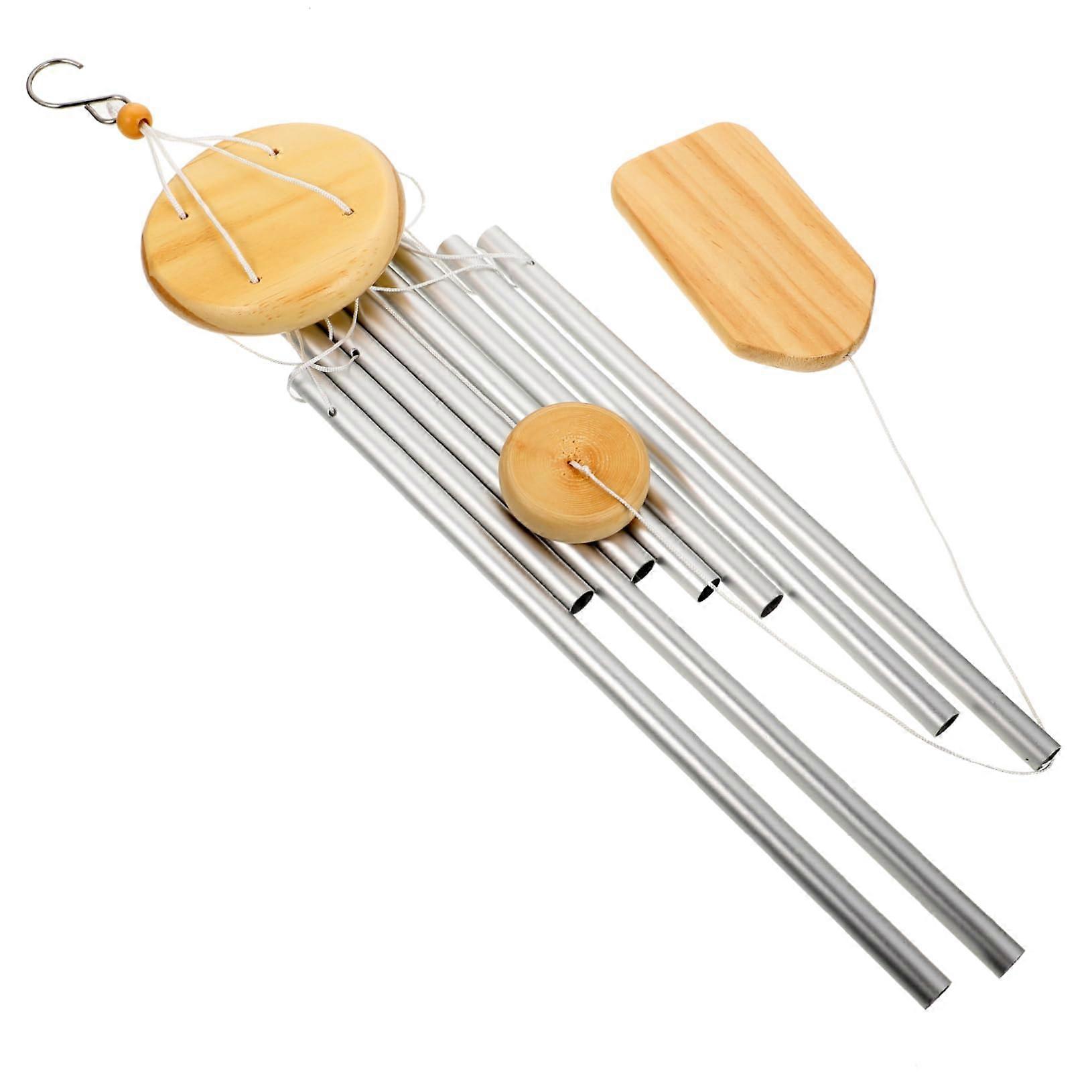 Aluminium Alloy Vintage Wind Chime for Temple and Garden, Decorative Hanging Sound Sculpture with Tubes and Wooden Block