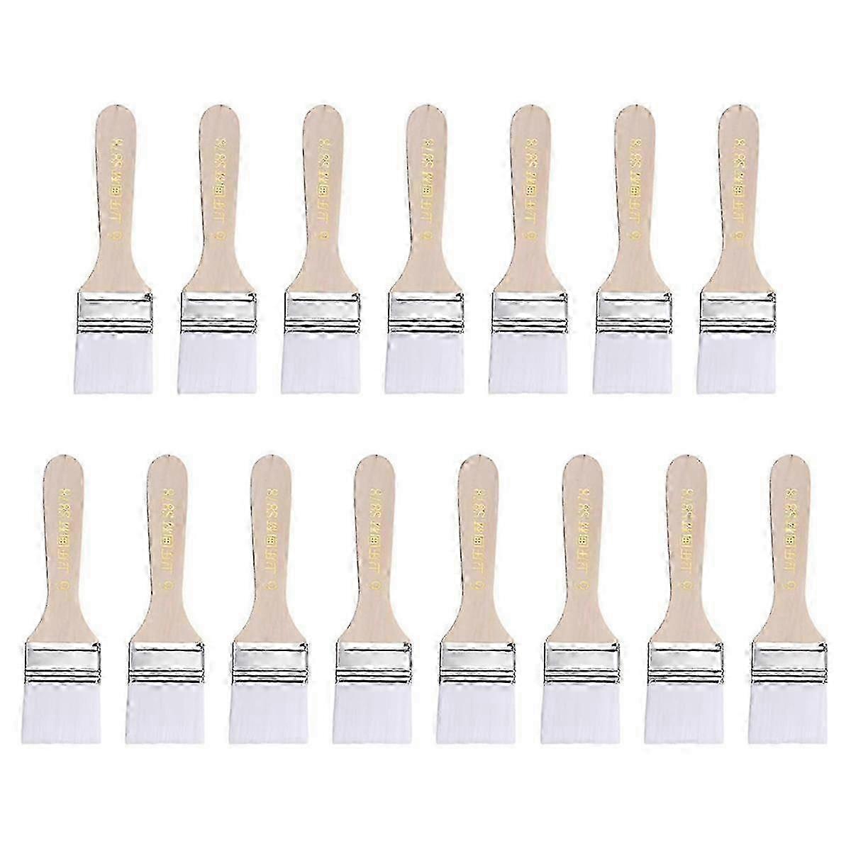 15pcs Nylon Flat Wall Paint Brushes Soft Bristle with Wood Handle for DIY Painting 1.5 Inch