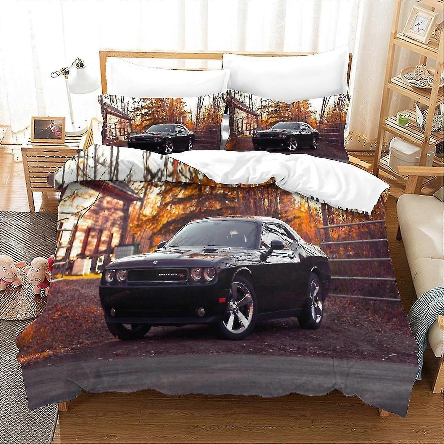 3D Printed Muscle Car Duvet Cover Set Ultra Soft Microfiber Bedding Set with Zipper Closure for Teens Adults 3-piece Double Size
