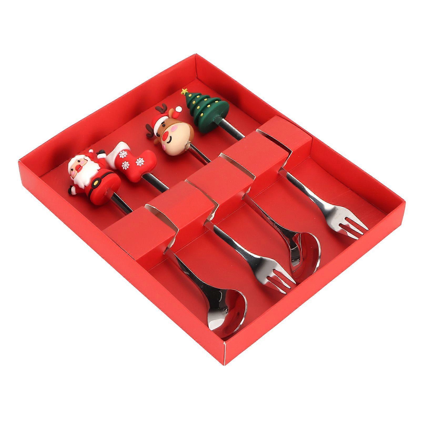 2025 Latest Model 4 Piece Christmas Cutlery Set Stylish Elegant Christmas