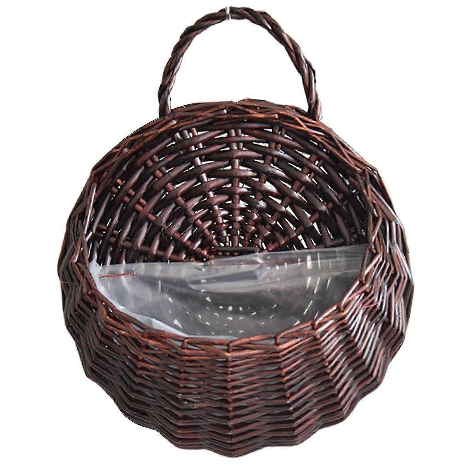 1 Set Handmade Weaving Multi-functional Rattan Wall Fence Hanging Pot Plants Holder for Garden
