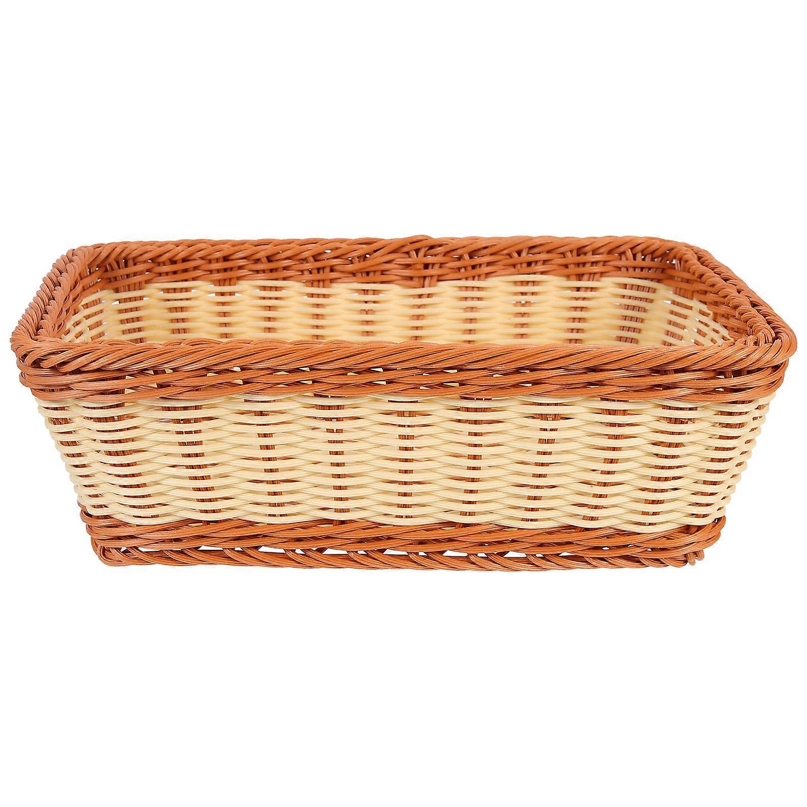 Handmade Bread Basket For Serving Imitation Rattan Rustic Style Kitchen 11.40x7.66x2.75in 1Pack