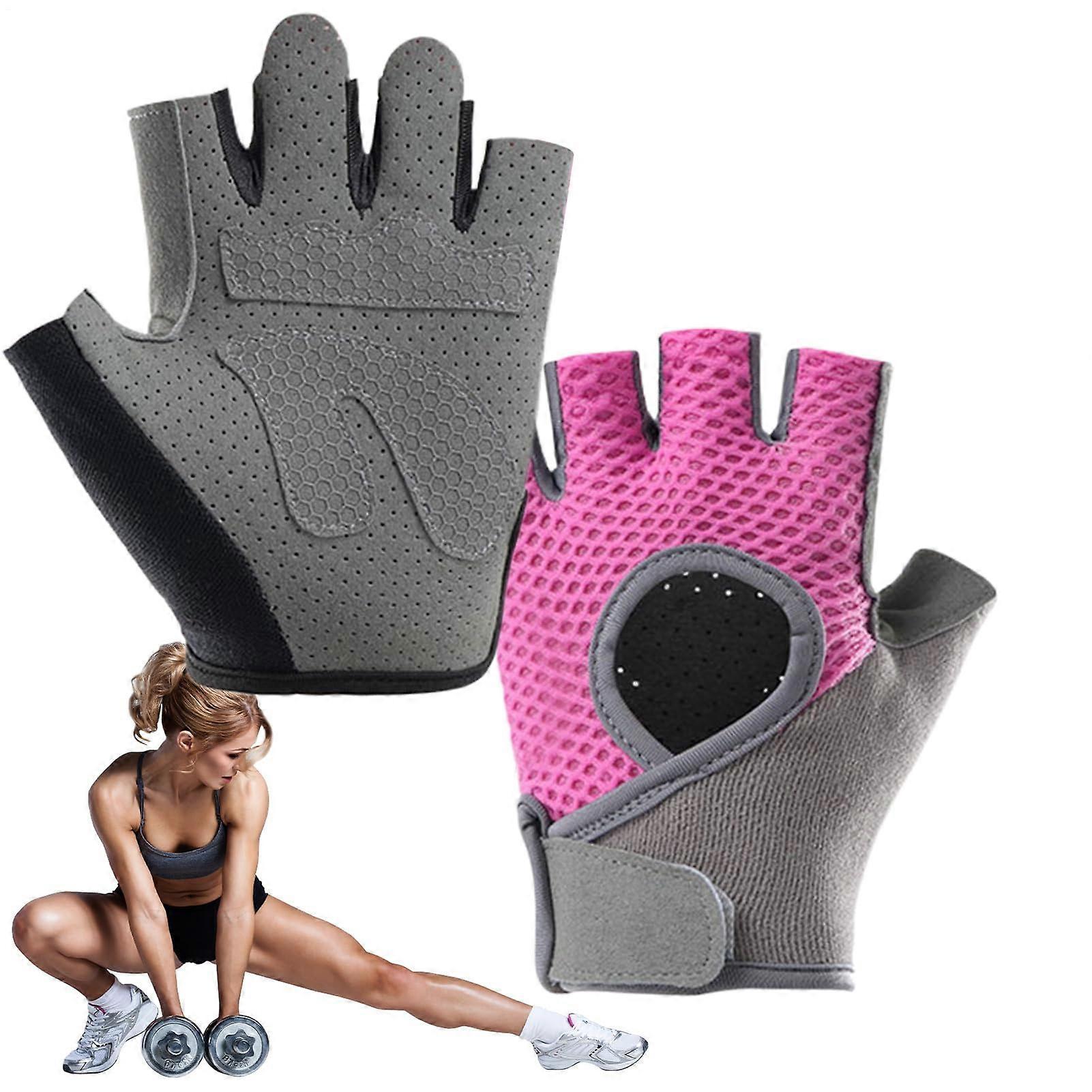 Training gloves, workout gloves 1 pair gym weightlifting gloves for men, antislip grip. Pink one size.
