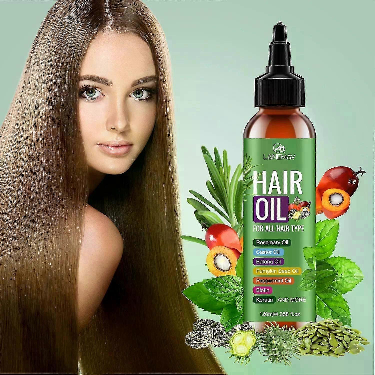 زيت إكليل الجبل للنمو بزيت الخروع زيت باتانا زيت بذور اليقطين زيت النعناع البيوتين الكيراتينيغذي الشعر ويخفف من الشعر الجاف والمتقصف