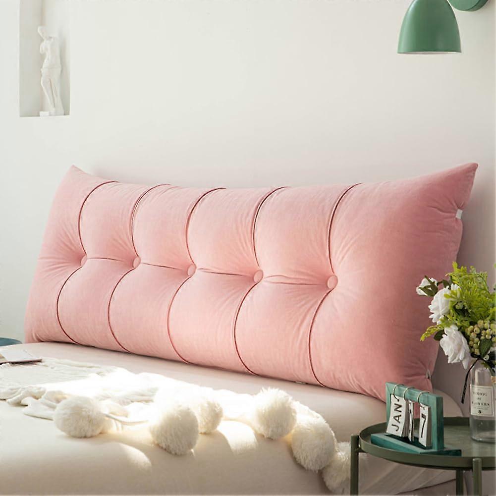 Luxury Back Cushion King Size Bed Headboard Reading Pillow Triangle Cushion Extra Soft Pink Sofa Backrest 200cm (80x55x20cm)