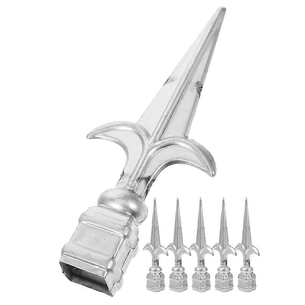 Fence Post Tops for Outdoor Space Protective Iron Material Silver 6Pcs Sturdy Construction