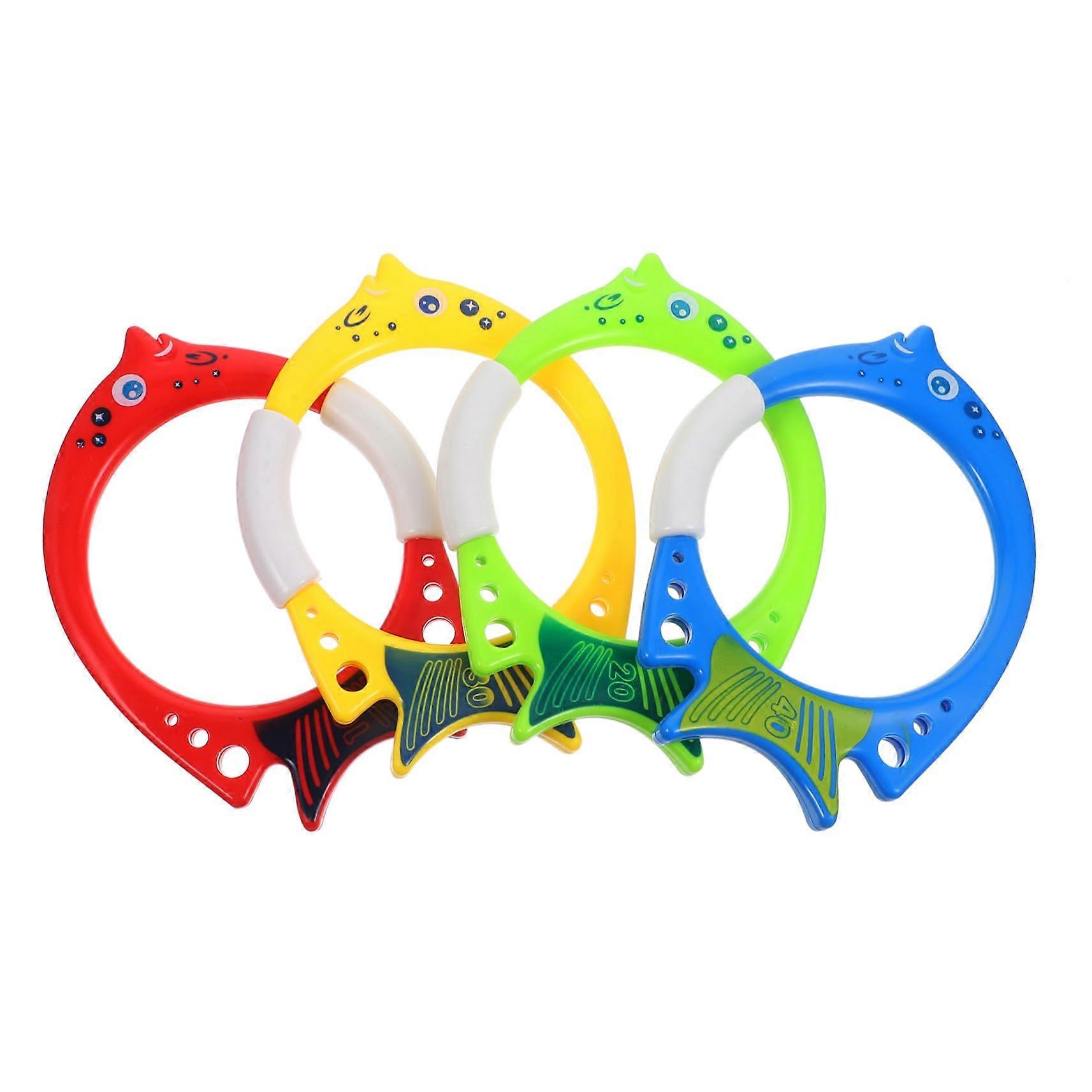 4 Pieces Colorful Diving Rings for Pool, Fun Swimming Toys for Underwater Training, Play in the Swimming Pool