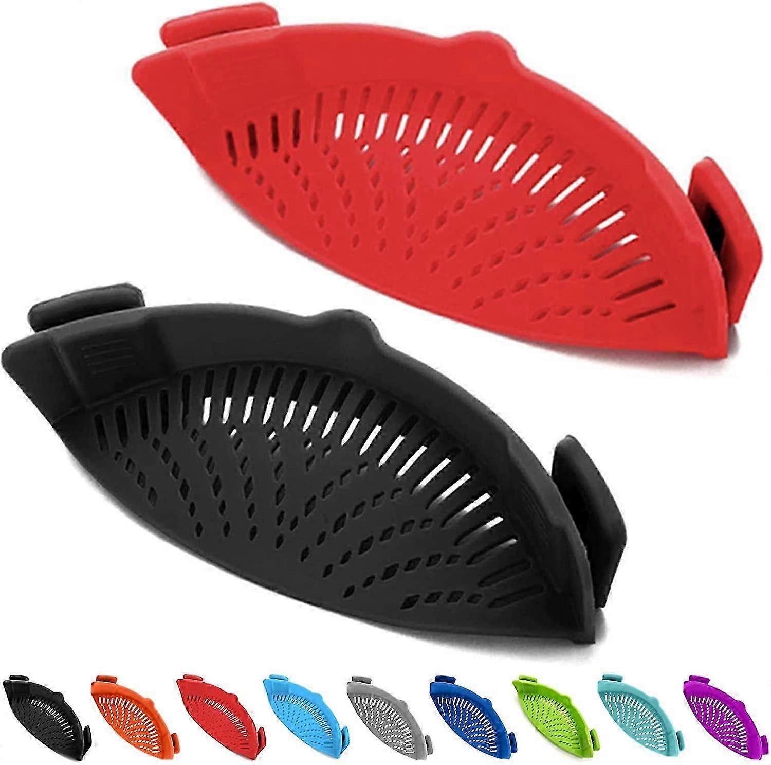 Versatile Silicone Clip-On Strainers  2-Pack for Pasta, Veggies & More (Fits All Pots)