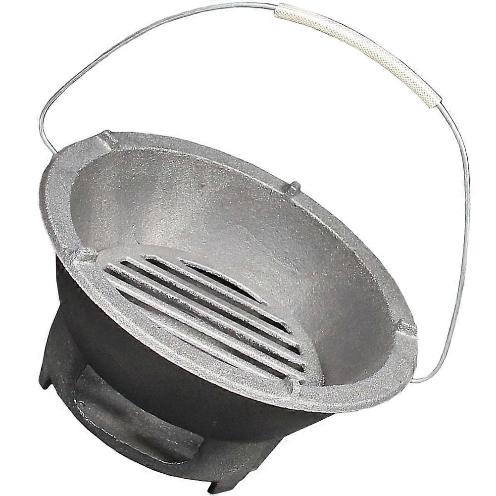 Compact Cast Iron Grill Portable Iron Charcoal BBQ Square Shape Traditional Design For Adults 1Pcs