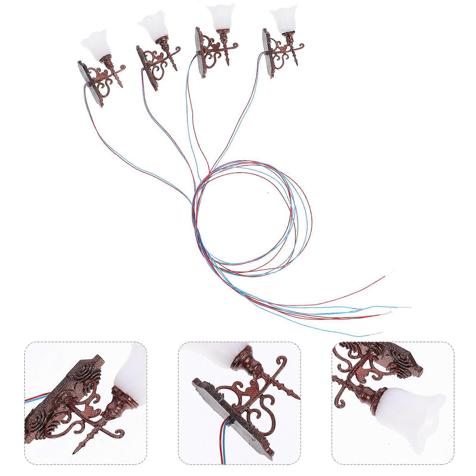 Sand Table Decorative Lamp Mini Yard Light Models Antique Copper Realistic Details Interior Decoration 0.67x0.98in Lighting 4Pcs
