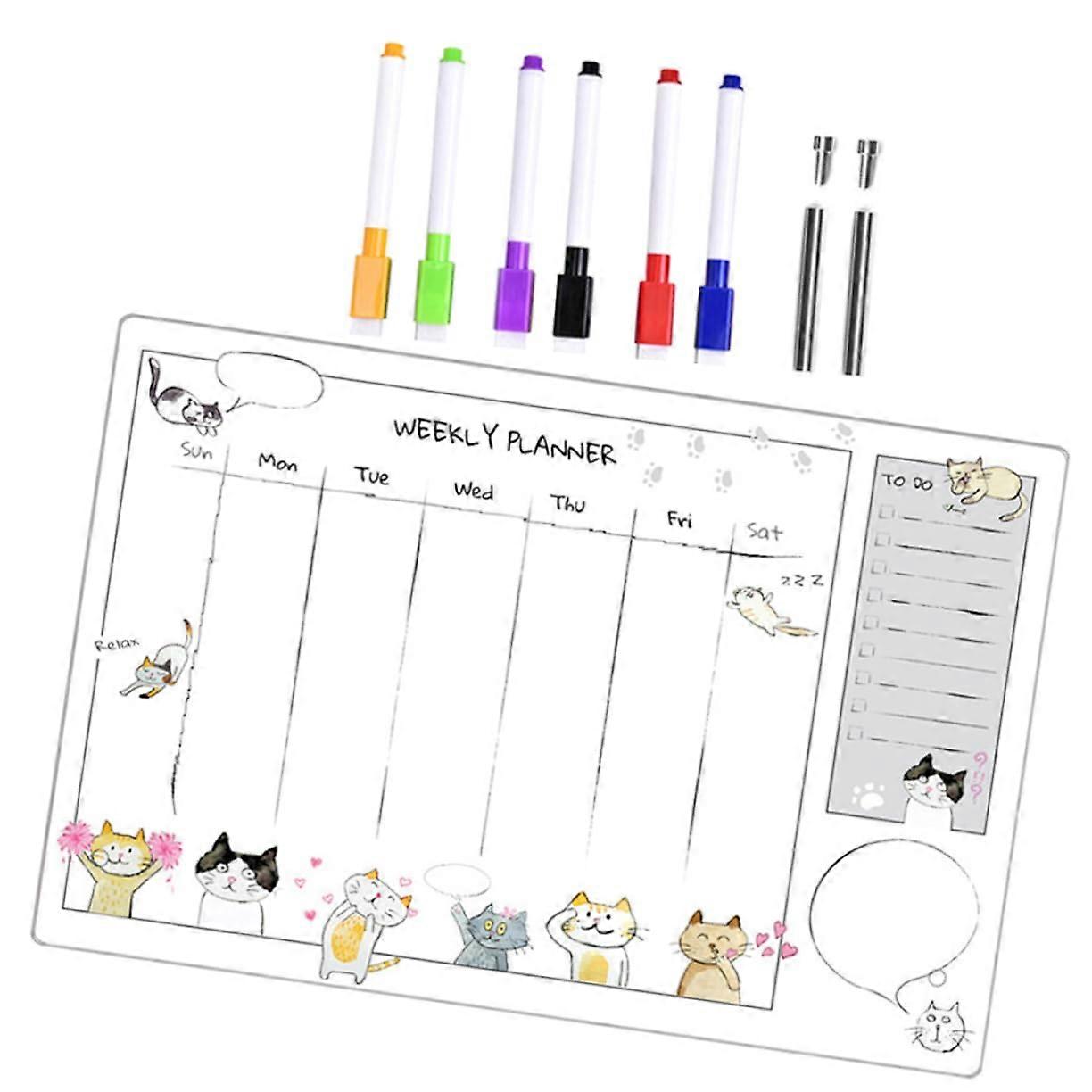 1Satz Acrylic Monthly and Weekly Planner Wipeable Memo Board for Office, Kitchen, and Fridge Durable Material Memo Board for Home and School