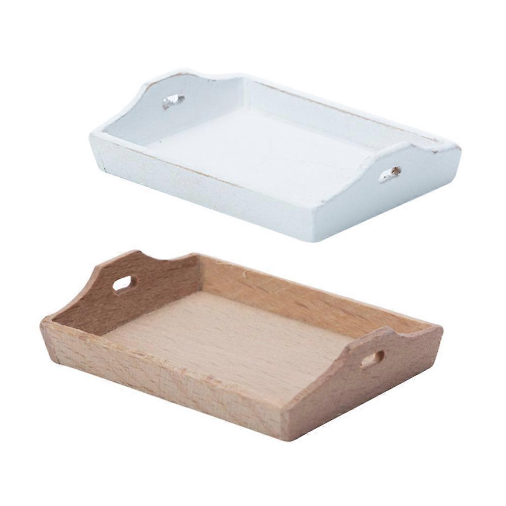 Synthetic Material Mini Kitchen Accessory For Miniature Kitchen Setup Rectangular Shape Wood Color Food Serving 2Set