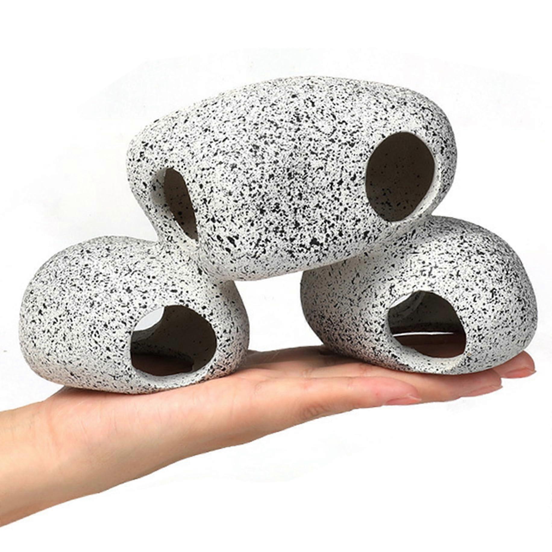 Aquarium Rock Cave 7 x 3 x 4 Inches, 3-in-1 Fish Tank Hideaway, Safe Non-Toxic Resin Décor for Breeding, Playing, Resting