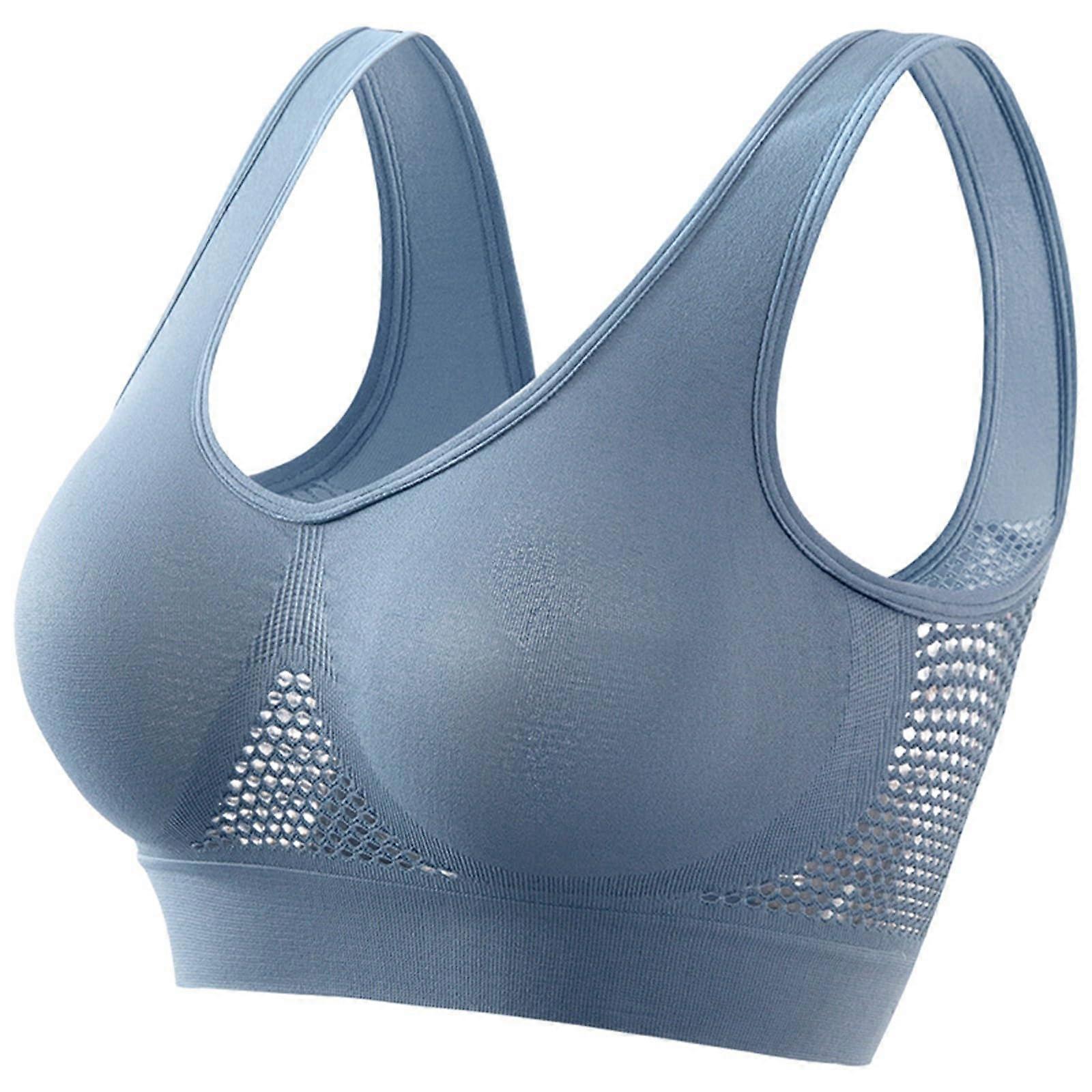 Women's Stretch Bralette Comfortable Soft Gym Bra Breathable Lingerie XL Blue