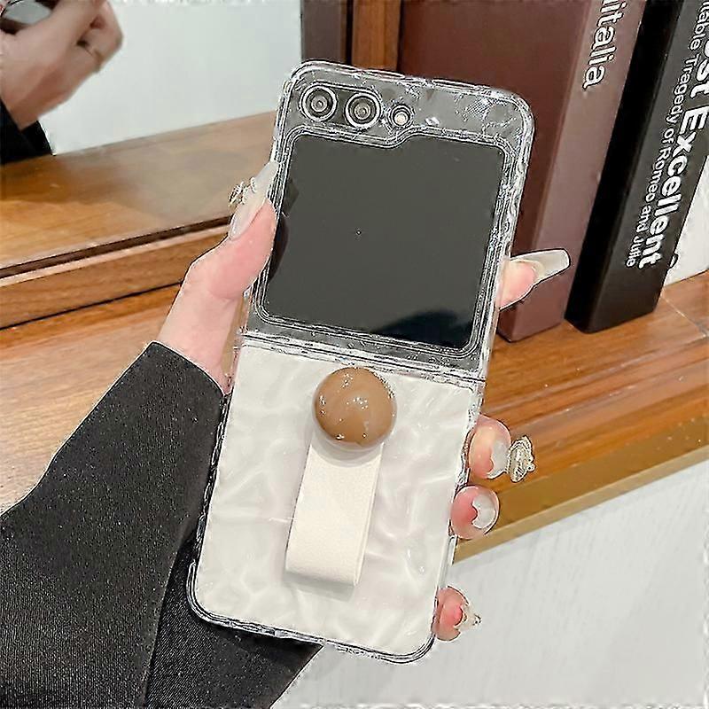 For Samsung z flip 6 transparent case, transparent water ripple case, spherical ring phone case, transparent folding case