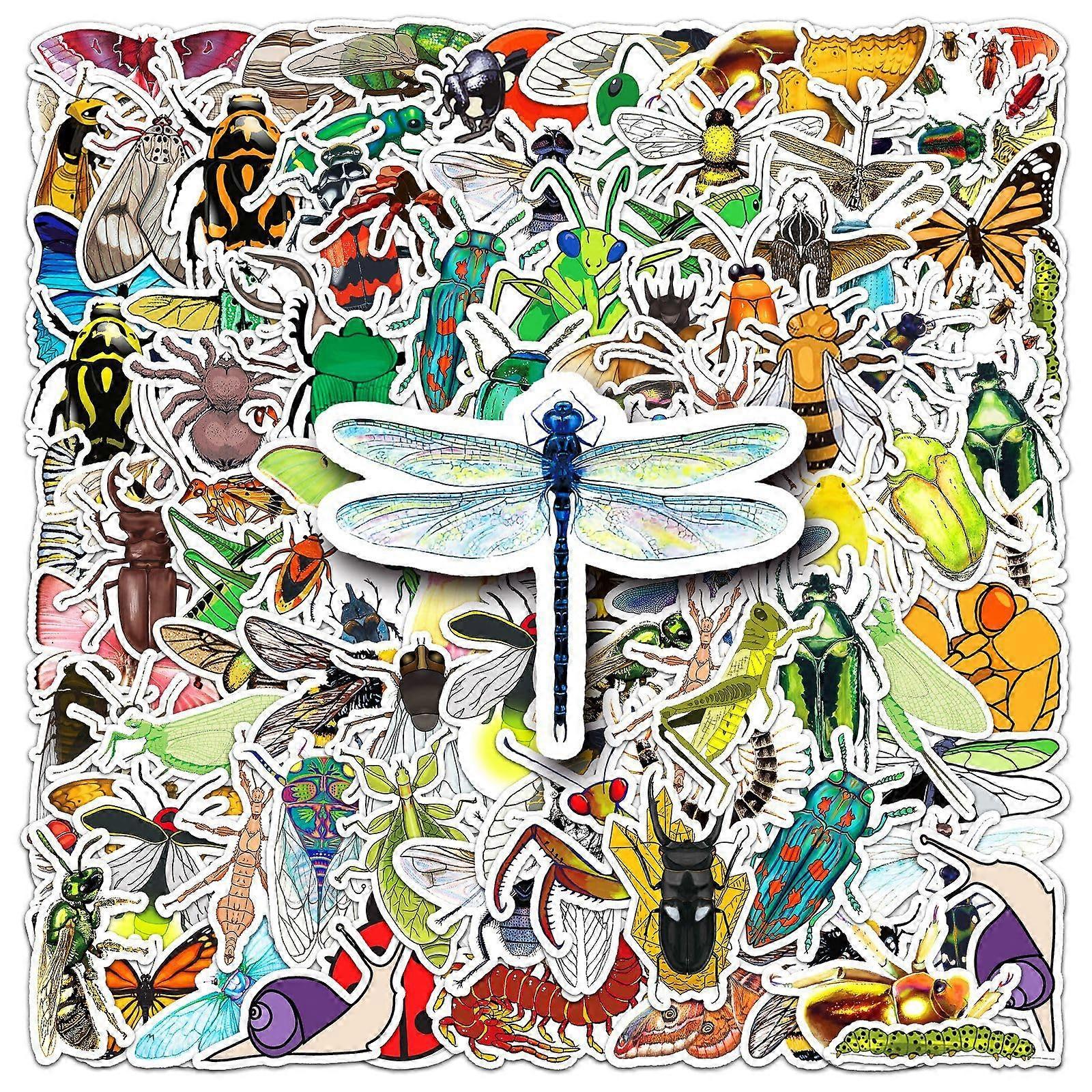 Pack of 110 Waterproof Cartoon Insect Stickers for Teens and Adults, Mixed Animal Designs for Laptops, Skateboards, and Bikes