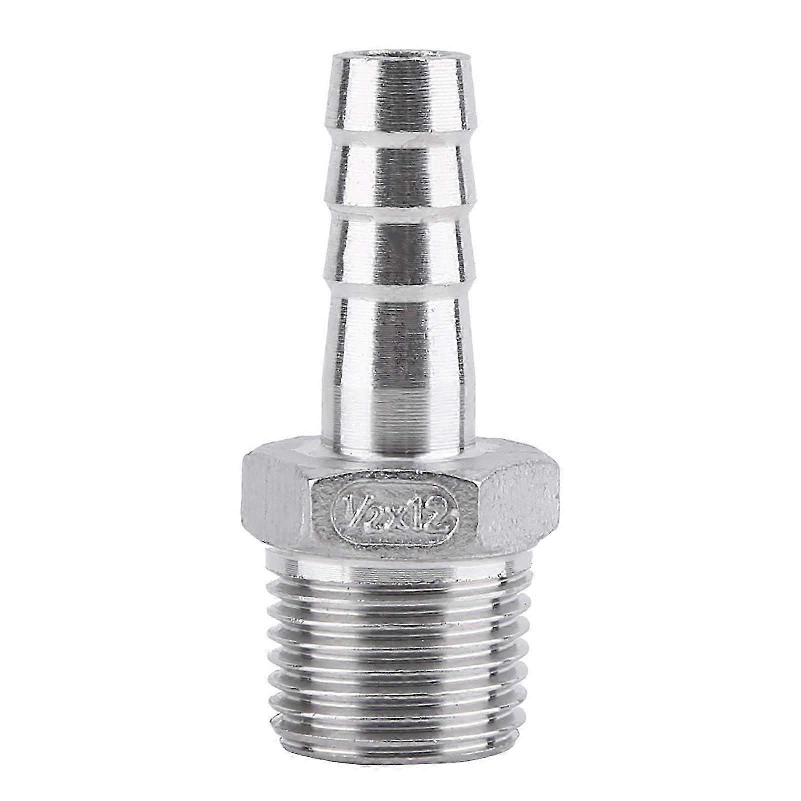 Male Threaded Stainless Steel Barb Hose Pipe Fitting Tail Connector (1/2x12mm) Suitable for Certain Brands