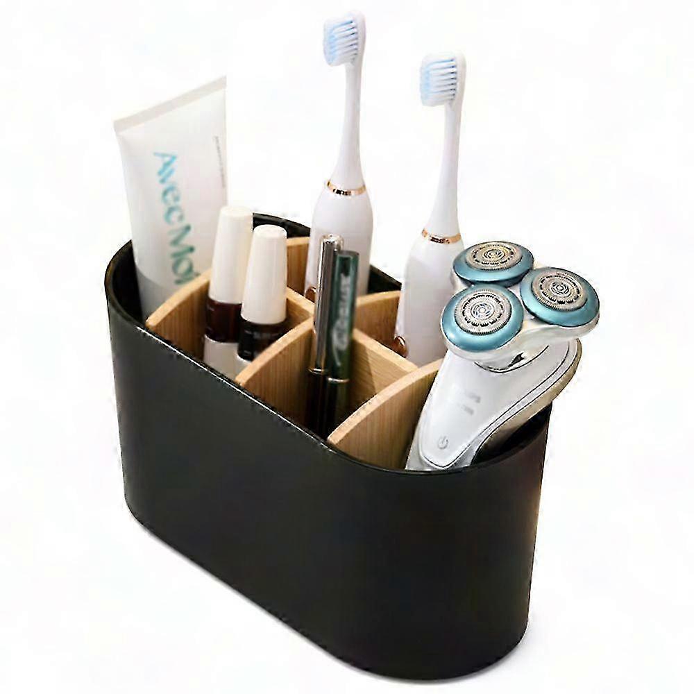Bamboo Toothbrush Organizer with Partition - 1 Piece