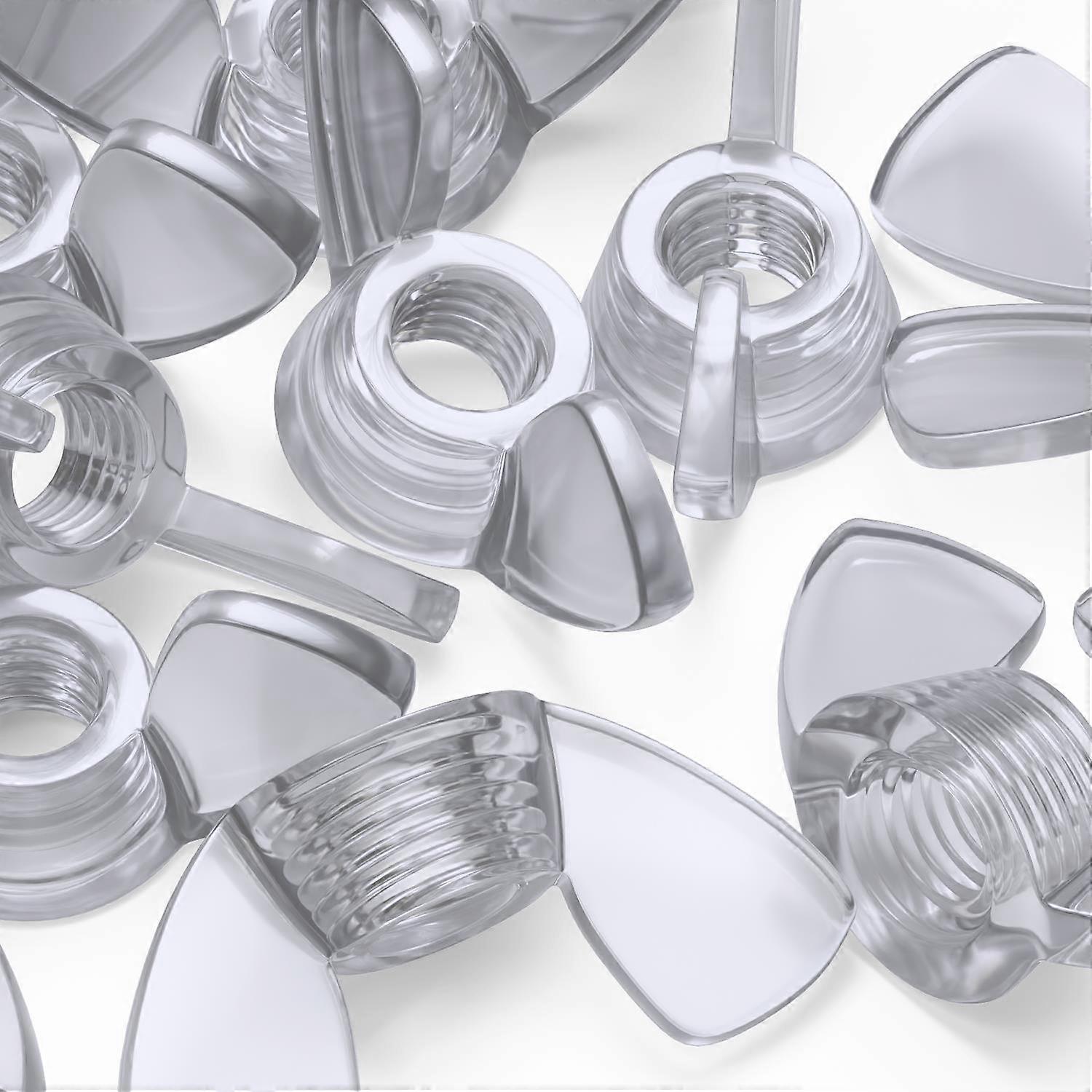 50x Clear, Plastic, Acrylic M5 Butterfly, Wing Nuts