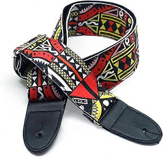 Premium Leather Guitar Strap for Acoustic/Electric/Bass - Adjustable & Comfortable,red