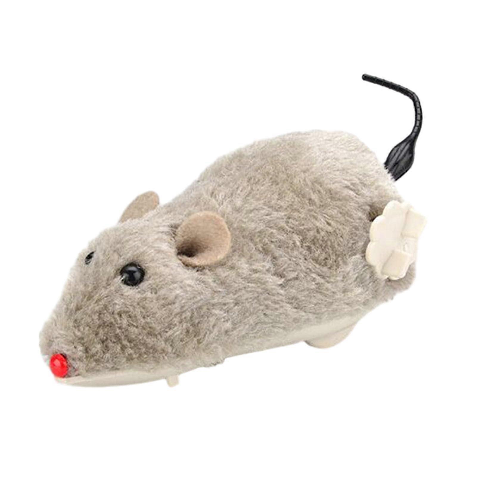 Safe Cat Toy Realistic Mouse Shaped Plush Toy With Interactive Clockwork Mechanism Gray Boredom Relief