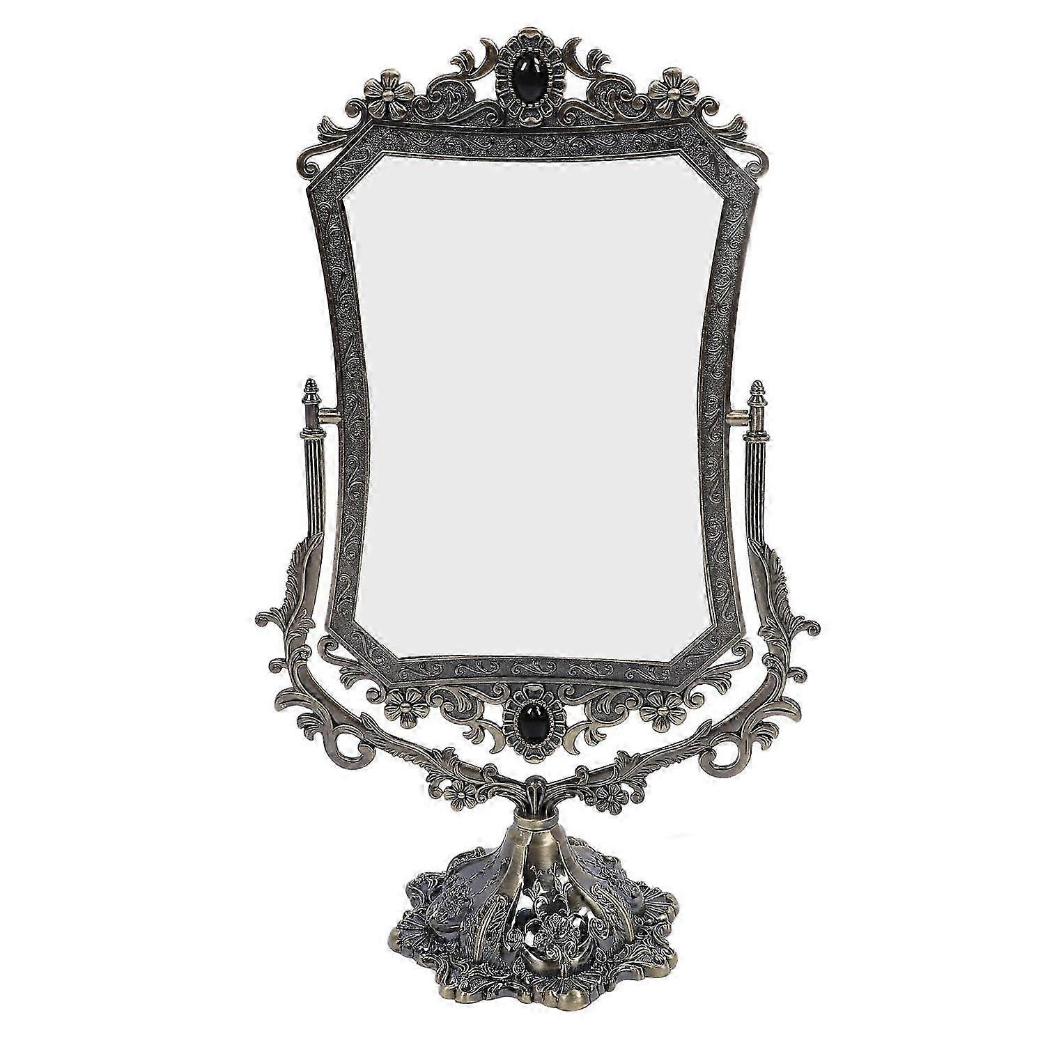 Vintage Double Side Makeup Mirror Clear 360 Degree Rotating Antique Tabletop