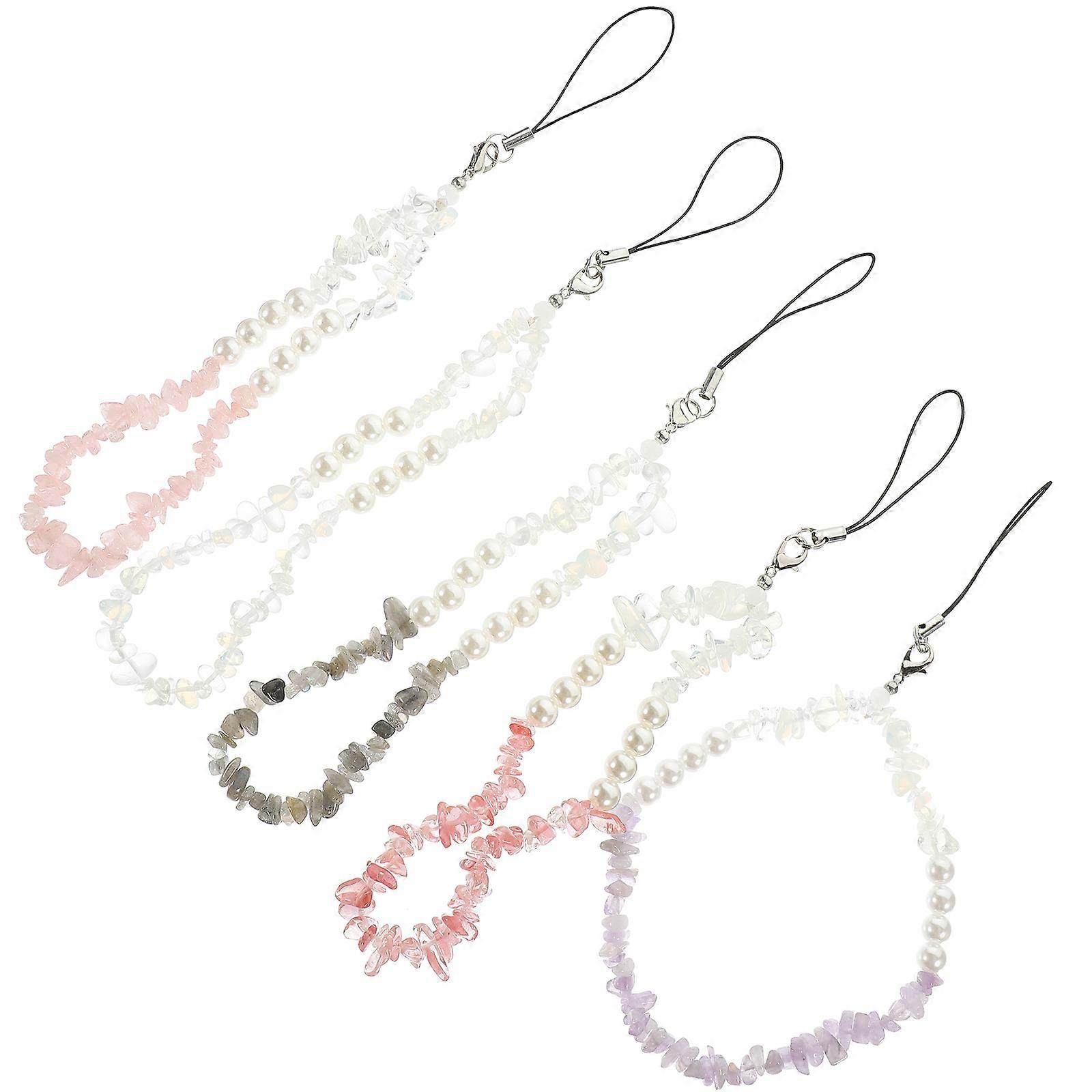 Crystal Phone Charm Mobile Phone Diy Accessory Assorted Color Anti-Lost Protection 5Pcs