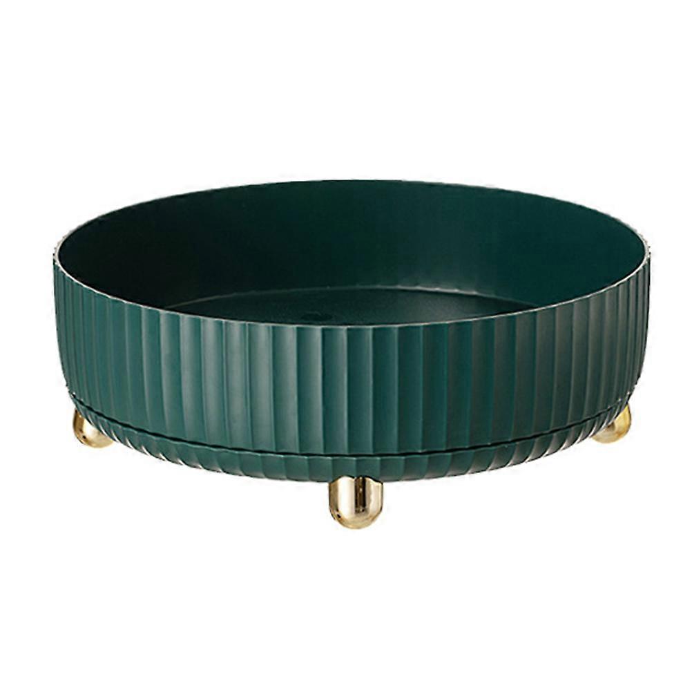 Round Makeup Storage Tray for Home and Office Use Green PP Material 7.5 Inches Diameter