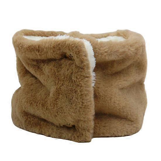 Plush Scarf with Natural Wood Buckles Double-Layer Velvet Design Lined Imitation Rabbit Fur Solid Color Winter Scarf