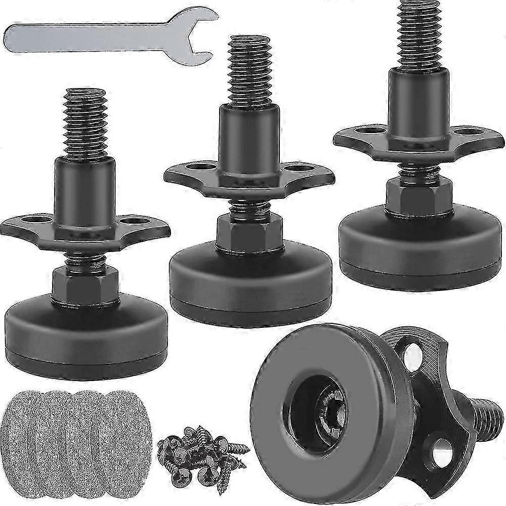 Heavy Duty Furniture Adjustable Leg Levelers, Support 1320lbs, T- Nut Kit 3/8-16 Thread, Large Base - 4 Pack,black