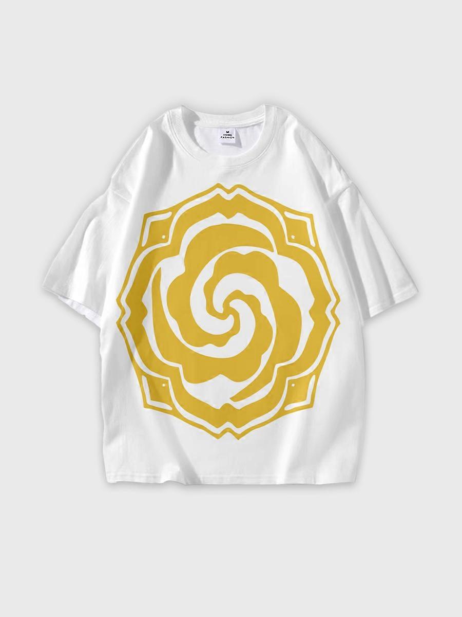 T-shirt round neck Character Pattern loose short sleeve Q26