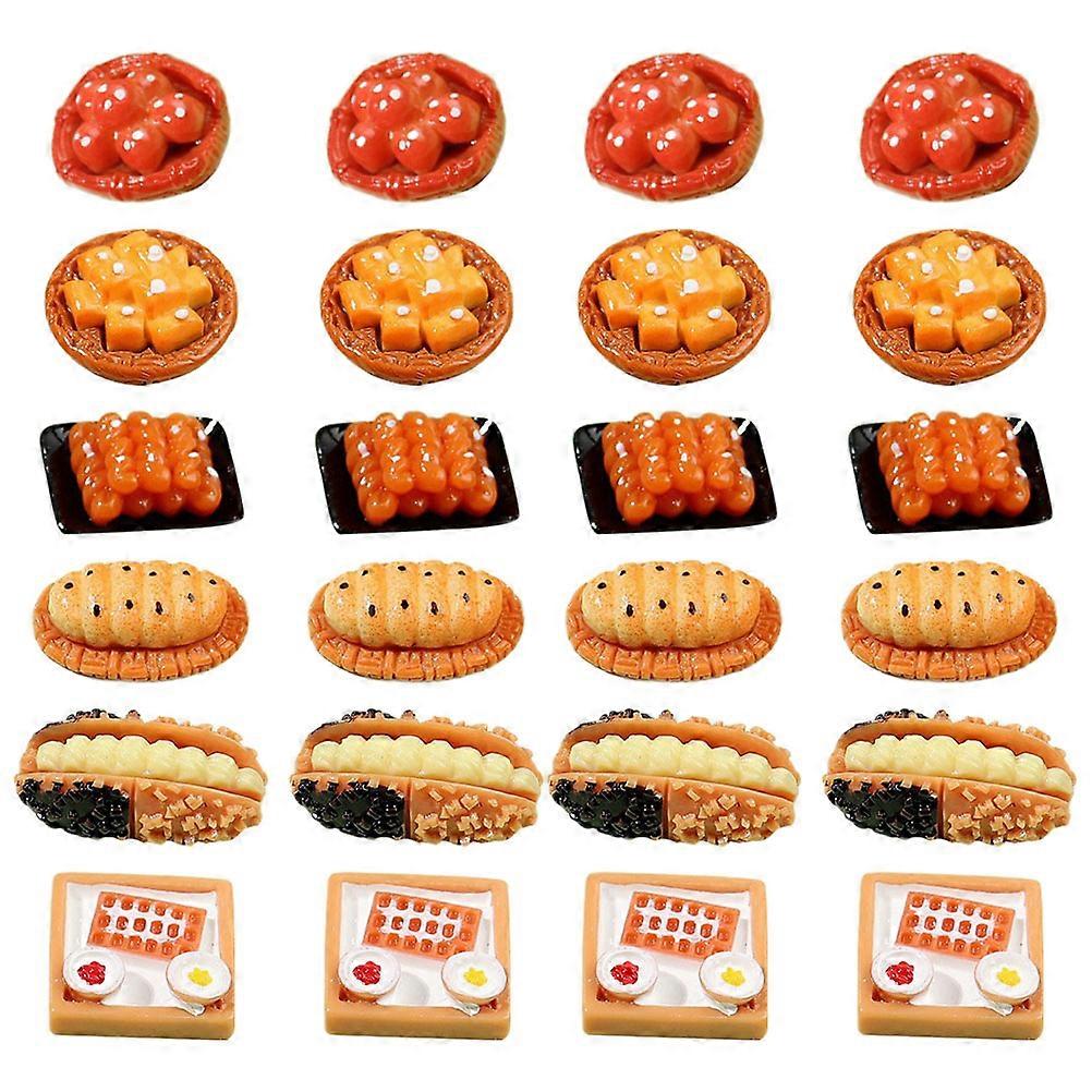 Bread Miniature Food Model 24Pcs Lifelike Simulation Decor Assorted Color For Lovers Of Miniatures