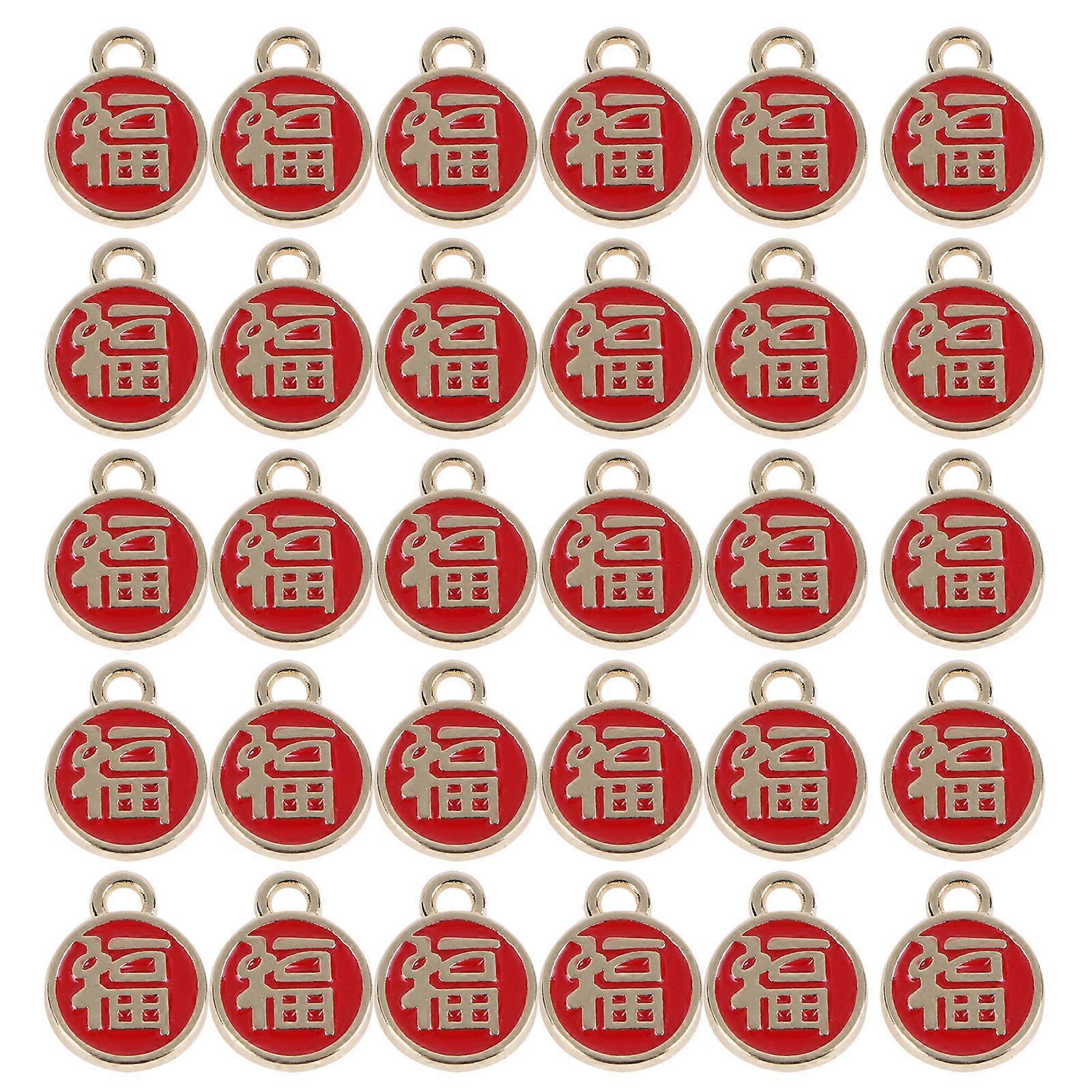 Golden DIY Jewelry Pendant Fu Character 30Pcs Square Shape Traditional Design Crafted For Festive Dinners And Other Occasions