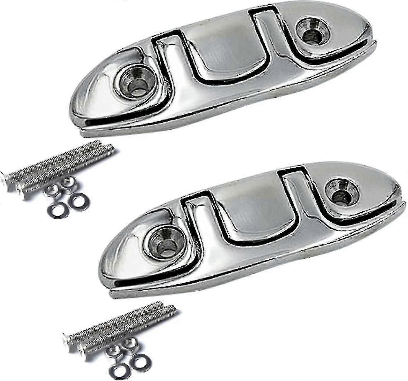 Sammenleggbare båtfester i rustfritt stål, 4,5" oppfellbar dokkfeste for innfelt dekkfeste, 2 stk.