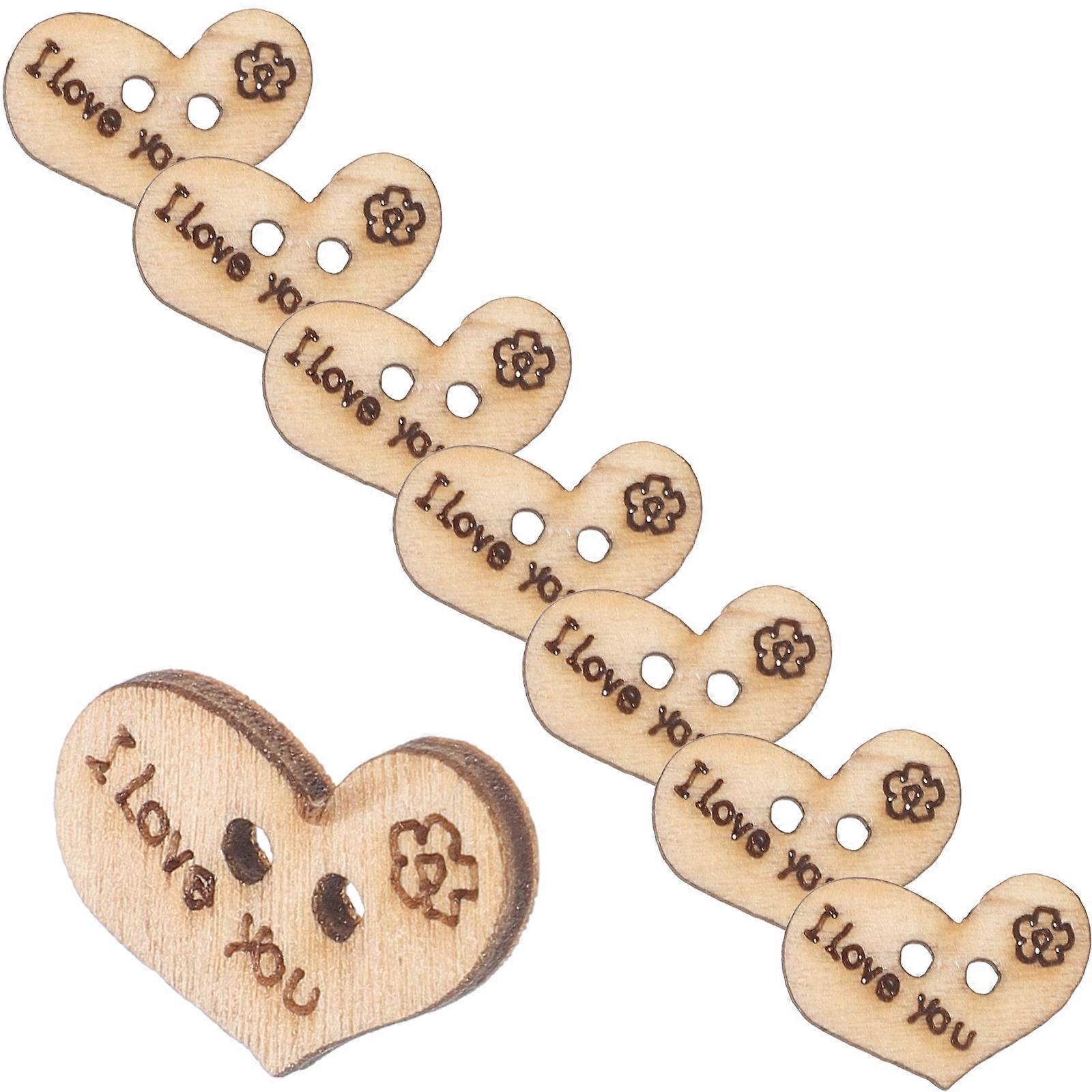 Wooden Heart Shaped Buttons for Clothes DIY Sewing Practical Beige Small Size Lightweight